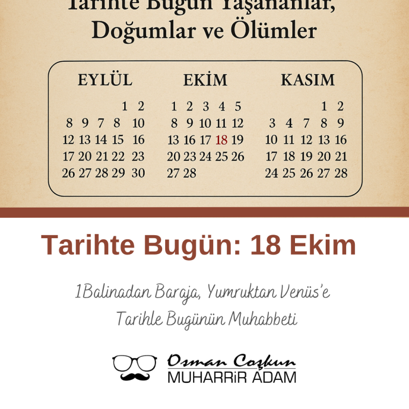 18 Ekim: Balinadan Baraja, Yumruktan Venüs’e — Tarihle Bugünün Muhabbeti